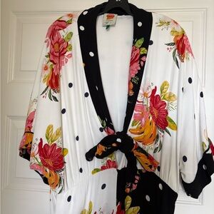 Farm Rio Floral Jumpsuit with Polka Dots